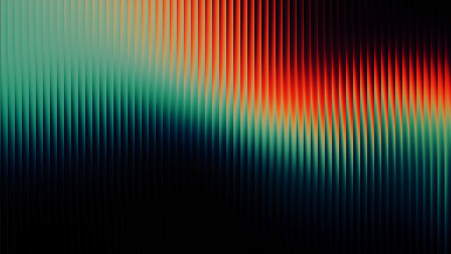 Vibrant orange teal white psychedelic grainy gradient glass lines effect black background futuristic cool glow soft waves animation Vertical Lines Ribbed Texture Gradient Lighting Modern