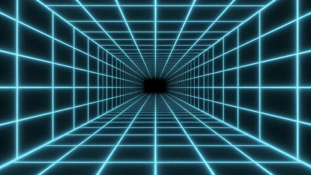 Seamless loop of a minimalist digital grid slowly fading from complete black to full visibility and back again, perfect for a subtle transition background grid, again, matrix