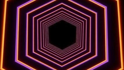 Abstract Neon Hexagon Tunnel Background Loop.