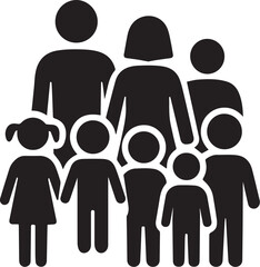 Large Family Silhouette Icon.
