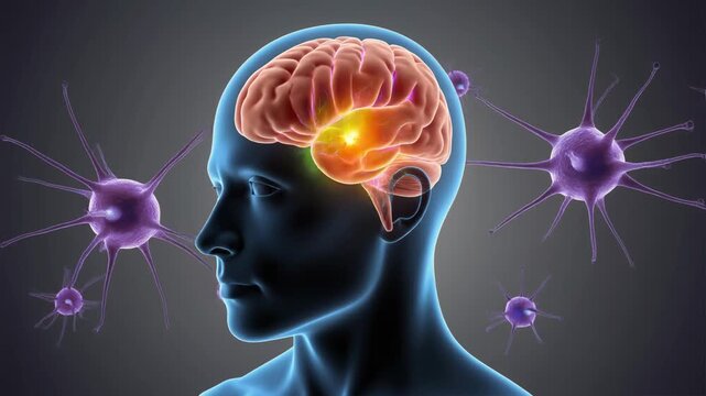 Animated Human Head with Brain and Neurons, Visualizing Neural Activity and Saccades