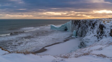 Winter Coastal Cliffs at Sunset