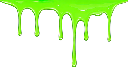 Green Slime Dripping on White Background