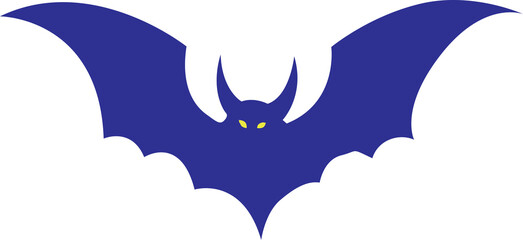 Blue Halloween bat silhouette icon vector illustration