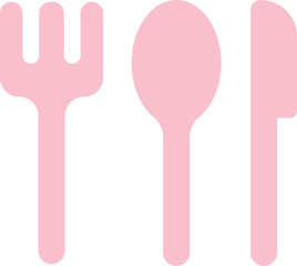 Pink flatware set with fork spoon and knife icon vector illustration