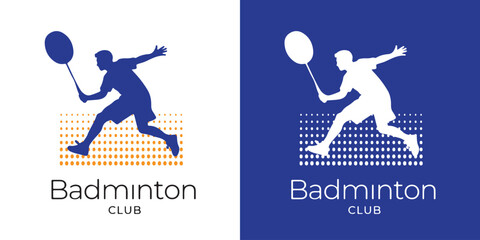 Badminton Racket Player Silhouette Logo Training Academy