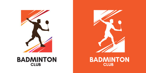 Minimalist Badminton Player Silhouette Logo Icon