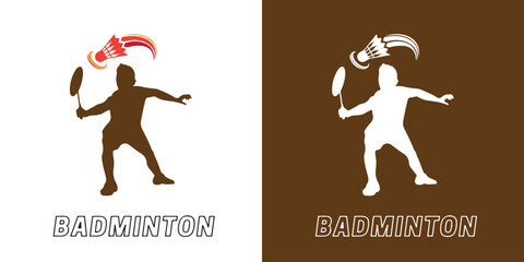 Dynamic Badminton Silhouette Logo Action Athlete Vector