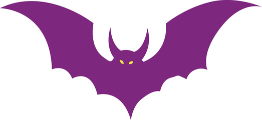 Purple Halloween bat silhouette icon vector illustration