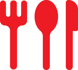 Red flatware set with fork spoon and knife icon vector illustration