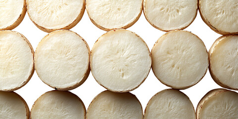 Light beige cylindrical objects arranged in rows and columns