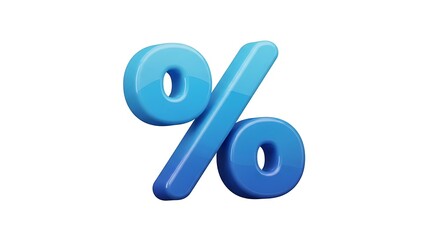 Blue Percentage Sign - 3D Render for Finance and Discount Concepts.