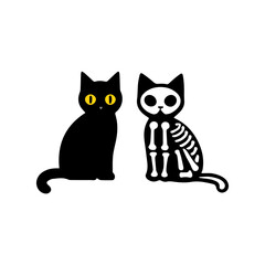 Cartoon cat skeleton
