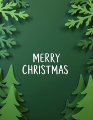 A predominantly dark green background, creating a festive and cozy atmosphere, The central focus is the phrase MERRY CHRISTMAS, written in a playful