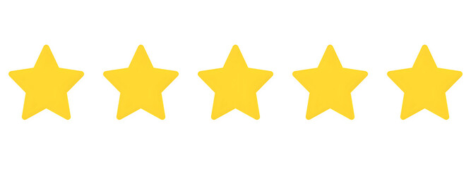 Transparent Background Five Star Rating Icon – Yellow Stars PNG Clipart