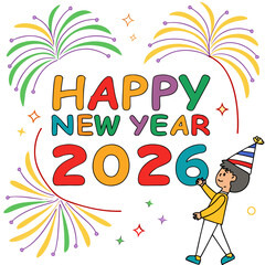 Vibrant happy new year 2026 celebration design
