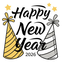 Festive gold and silver party hats for happy new year celebrations