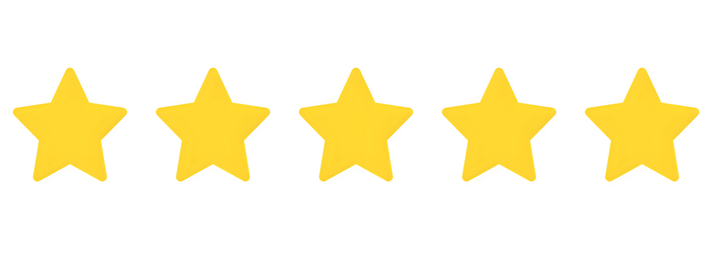 Transparent Background Five Star Rating Icon – Yellow Stars PNG Clipart - Powered by Adobe