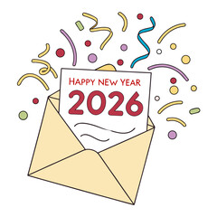 Confetti filled envelope wishing happy new year