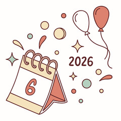 New Year 2026, illustration in a calender