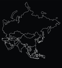 Outline map of Asia continent simple vector graphic f