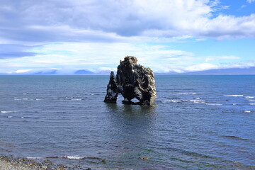 Hvitserkur unique basalt rock at Vatnsnes peninsula, Iceland, Europe
