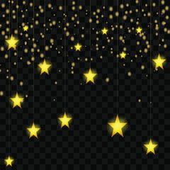 Falling yellow stars and glittering lights on