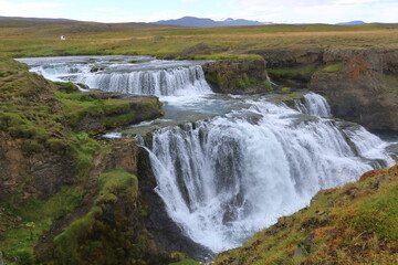 Waterfall Reykjafoss on the river Svarta in Iceland, Europe
