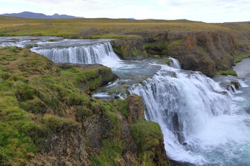 Waterfall Reykjafoss on the river Svarta in Iceland, Europe