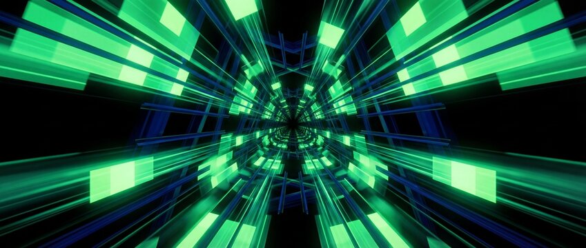 Green Light Tunnel Abstract - Powered by Adobe