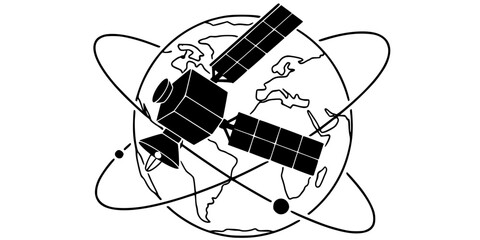 Satellite Mega-Constellation Orbit Vector Silhouette