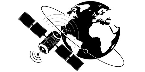 Satellite Mega-Constellation Orbit Vector Silhouette