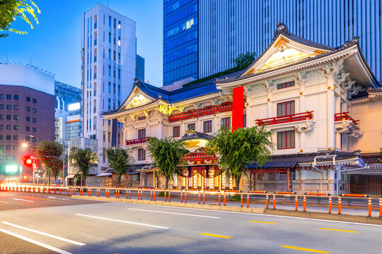 Ginza, Tokyo, Japan cityscape with the Kabuki Theatre 2192