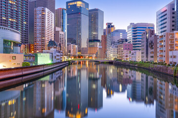 Fototapeta premium Osaka, Japan cityscape on the Okawa River 2127
