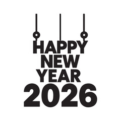 Happy new year 2026 celebration greeting card design with modern typography