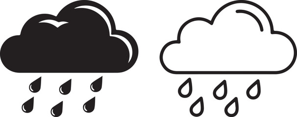 Rain cloud outline icon set vector illustration isolated on transparent background