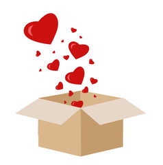 Hearts in a box on a white background. Valentine's Day