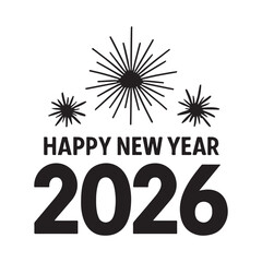 2026 new year celebration with fireworks and stars, festive event illustration