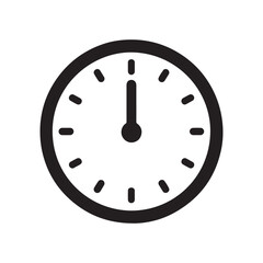Minimalist clock icon showing twelve o'clock, time management symbol design