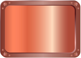 metal horizontal banner. bronze gradient. Vector Metal Brushed Plates with Place for Inscriptions Isolated on Transparent Background. Realistic 3D design. stainless steel bottom.transparent background