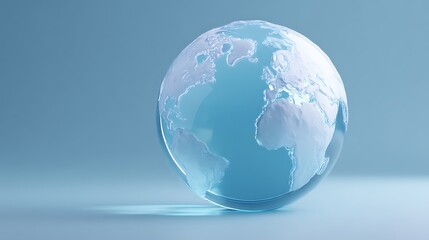 Blue 3D Globe with Raised Continents Vector Illustration