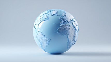 Blue 3D Globe with Raised Continents Vector Illustration