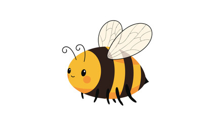 A cute and friendly cartoon bee illustration, featuring black and yellow stripes, delicate wings, and a cheerful expression.