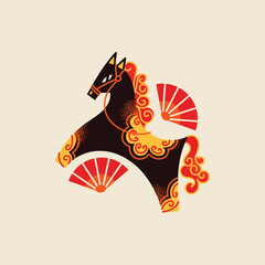 Chinese New Year Horse 2026 vector illustration on light background. Chinese New Year celebration concept. Design for poster, banner, greeting card Traditional Lunar Asian holiday