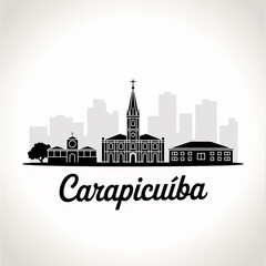 Fototapeta premium Carapicuíba, São Paulo Skyline Silhouette — Historic Hamlet Icons and Urban Landmarks Vector Illustration