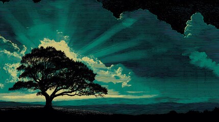 Hauntingly beautiful tree in mist high resolution picture