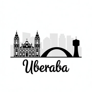 Uberaba Skyline Silhouette &mdash; The Cattle-Breeding Capital of Minas Gerais Vector Illustration