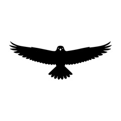 Fototapeta premium A powerful, clean, and minimalist black silhouette of a bird in flight with fully stretched wings. This elegant, simple graphic is ideal for nature, freedom, or aviation logos and icons.