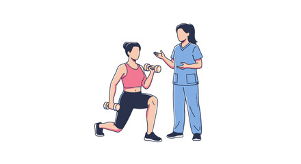 Woman Performing Dumbbell Squat Under Trainer Supervision