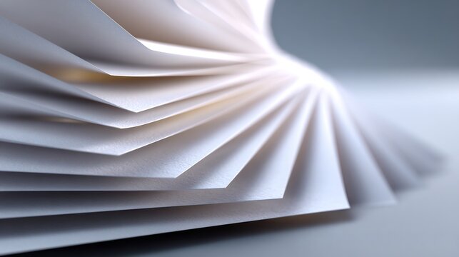Ultra premium conceptual stock photo of multiple parallel white sheets gradually blending into one unified plane, representing group financial statements, neutral background, soft daylight, 4k  ar 16: